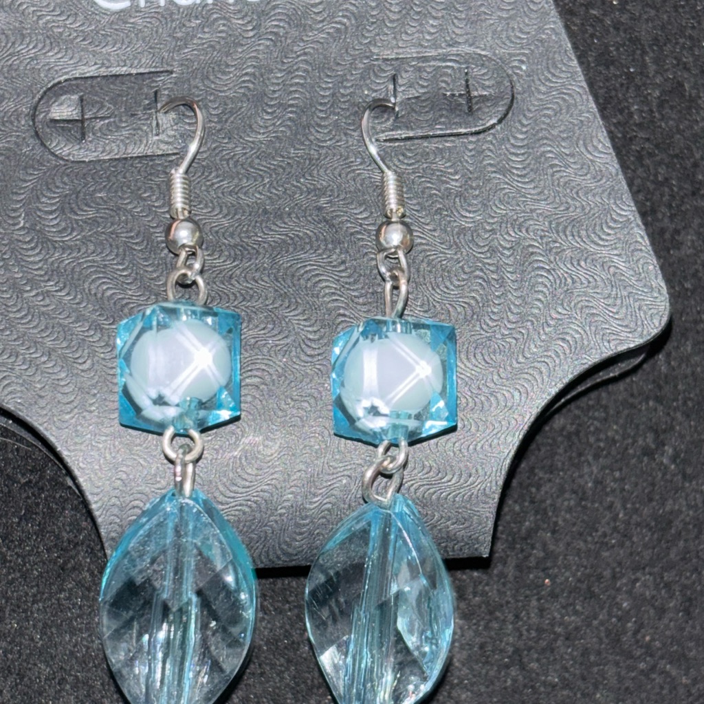 Blue And Silver Crystal Drop Earrings